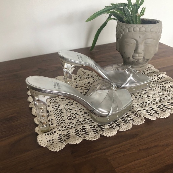 Stuart Weitzman Clear Square Toe Y2K Rhinestone - Picture 3 of 14